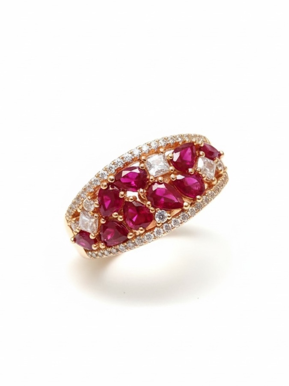 PINK GOLD CZ ADJUSTABLE RING